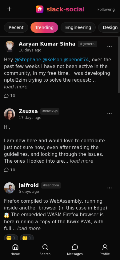 slack-social trending feed with public Slack posts